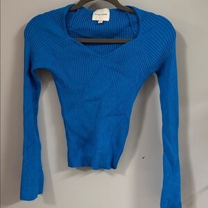 Pink Rose Vibrant Blue Long Sleeve Top